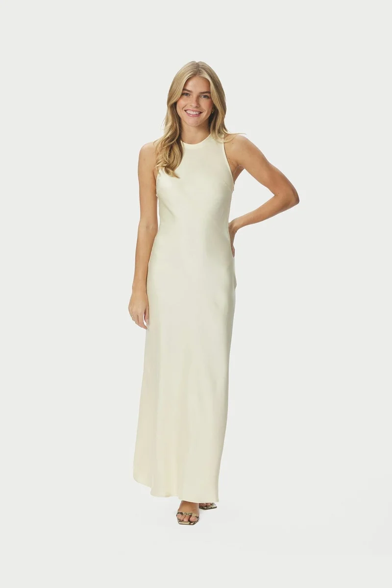Neo Noir - Celinie Heavy Sateen Dress 165621 - 191 - Light Yellow