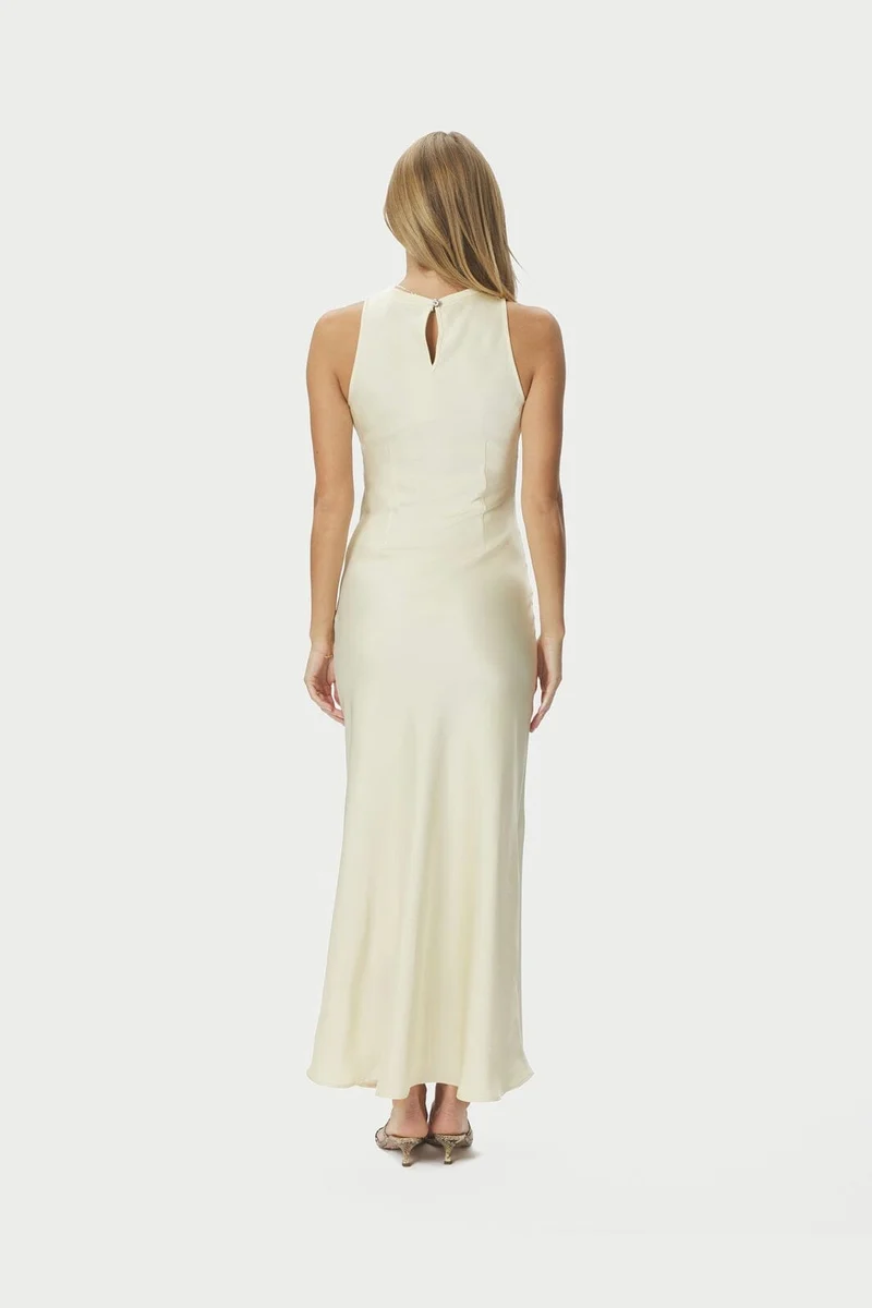 Neo Noir - Celinie Heavy Sateen Dress 165621 - 191 - Light Yellow