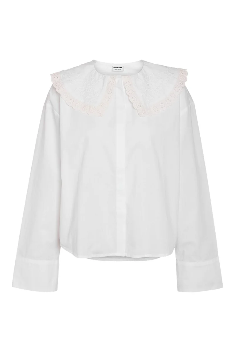 Noisy May - Nmeliza L/S Embr Collar Shirt - 4921981 Bright White