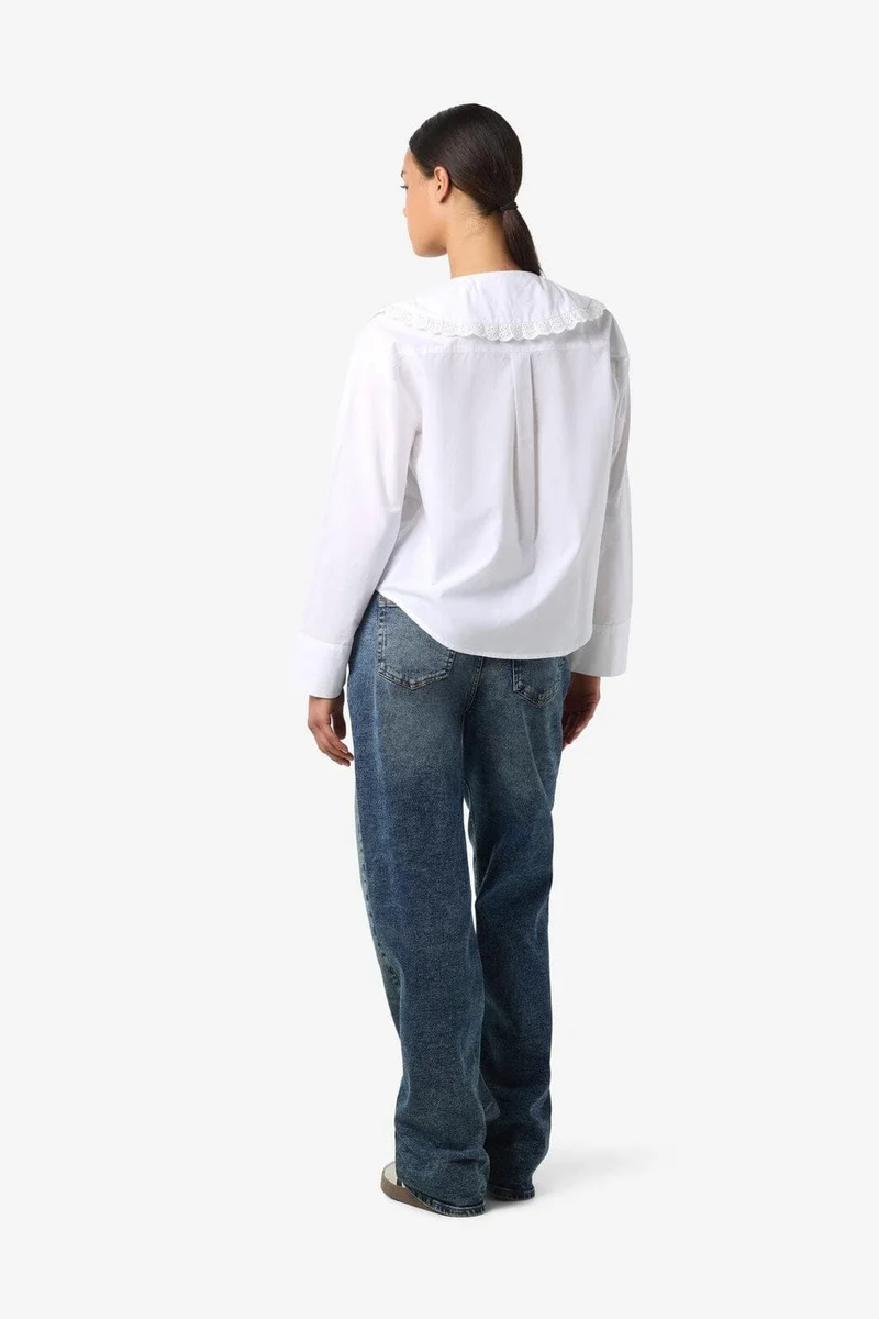 Noisy May - Nmeliza L/S Embr Collar Shirt - 4921981 Bright White