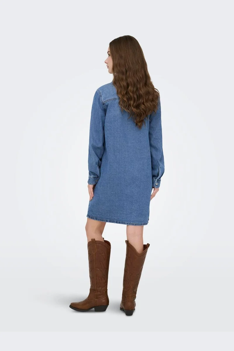 Only - Onllisa L/S Dress Gua - 4902964 Medium Blue Denim