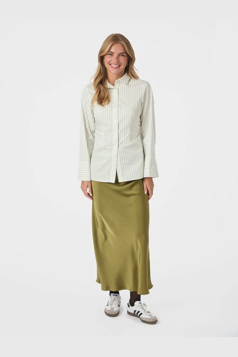 Neo Noir - Caroli Stripe Shirt 166107 - 723 - Dusty Green