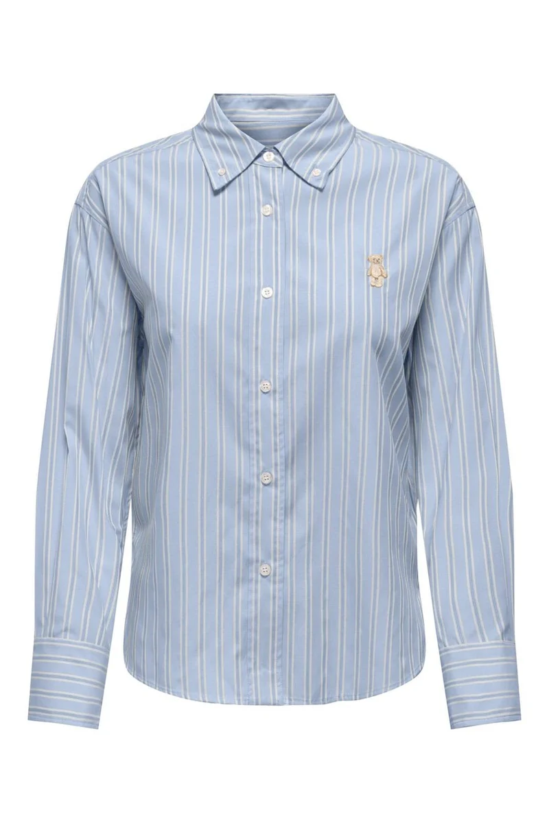 Only - Onlelara L/S Emb Shirt - 4983443 Cashmere Blue Cloud Dancer