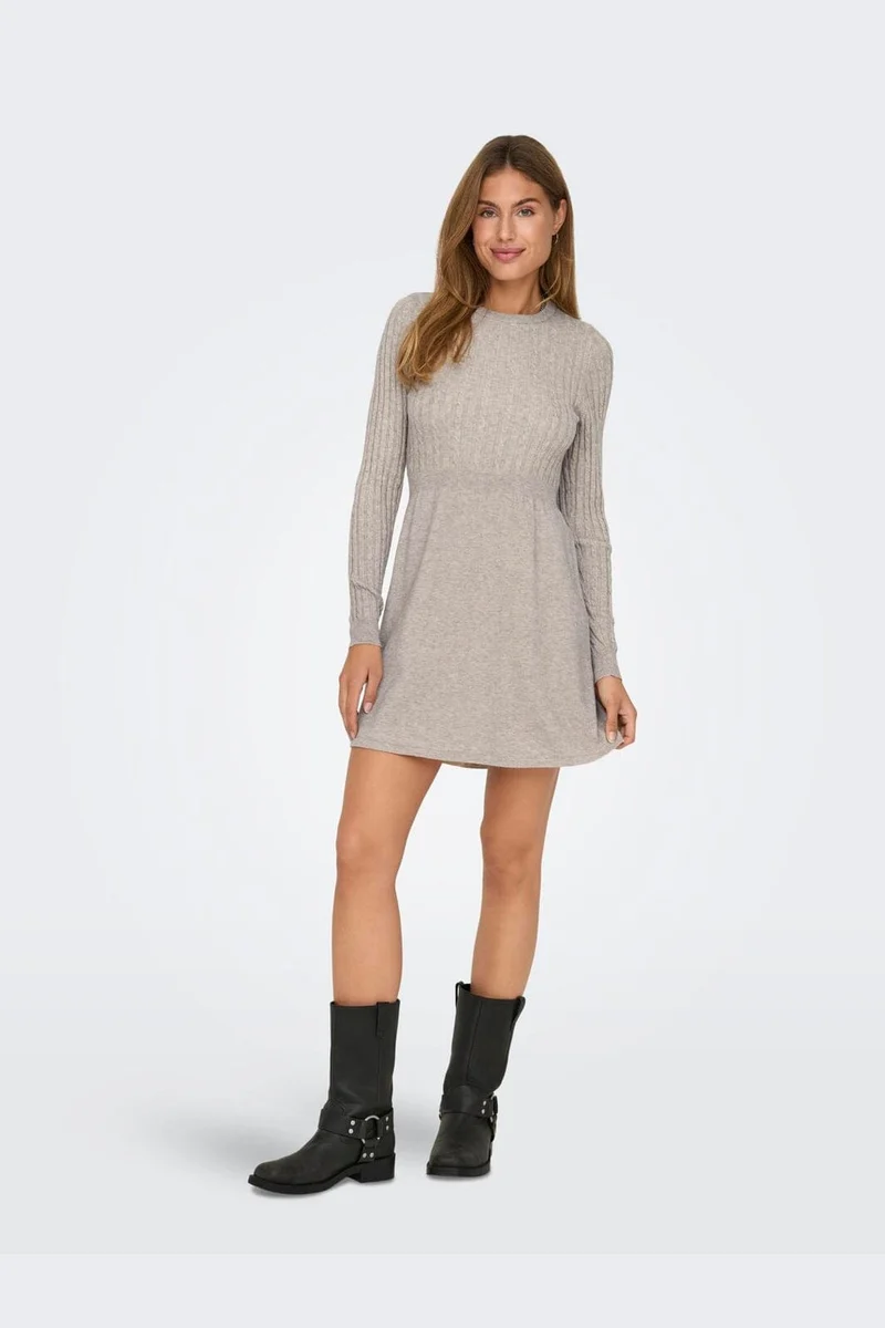 Only - Onlfia Life Ls Cable Dress Knt - 4338442 Weathered Teak Melange