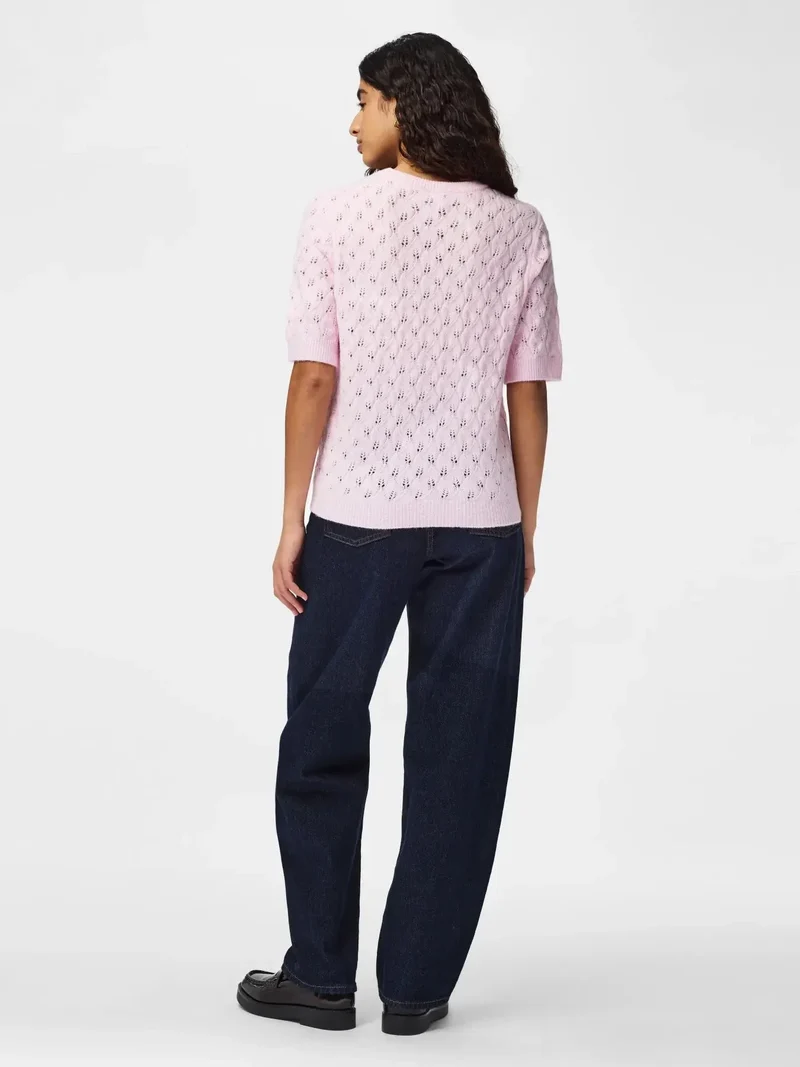 Pieces - Pclelou Ss O-Neck Knit - 4941341 Roseate Spoonbill Melange