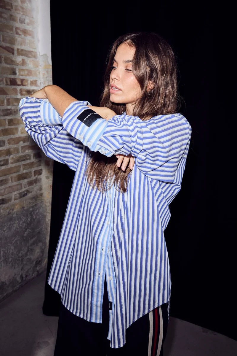 Haute L'Amitié - Lark Mix Stripe Shirt HL10480 - White/ Blue Mix
