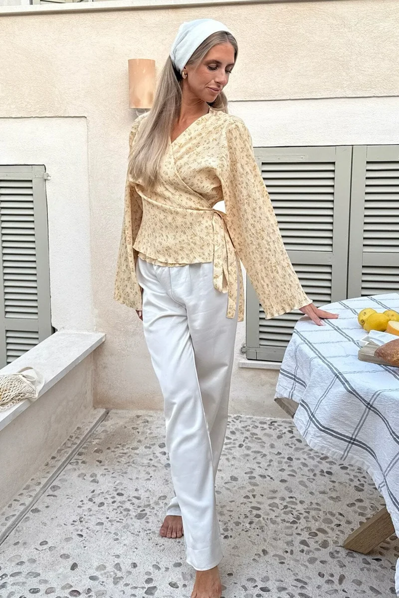 BYIC - Ofeliaic Wrap Shirt A23939 - Yellow Flower Print