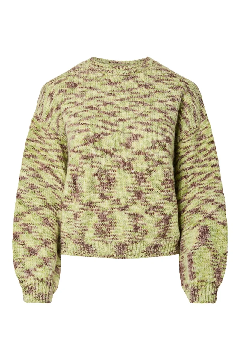 Pieces - Pcfilla Ls O-Neck Pullover Knit - 4985485 Sphagnum Melange
