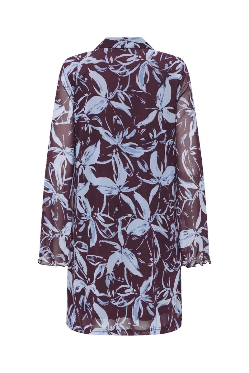 Only - Onlcyril Mesh L/S V-Neck Short Dress - 4963728 Port Royale Blue Flowers