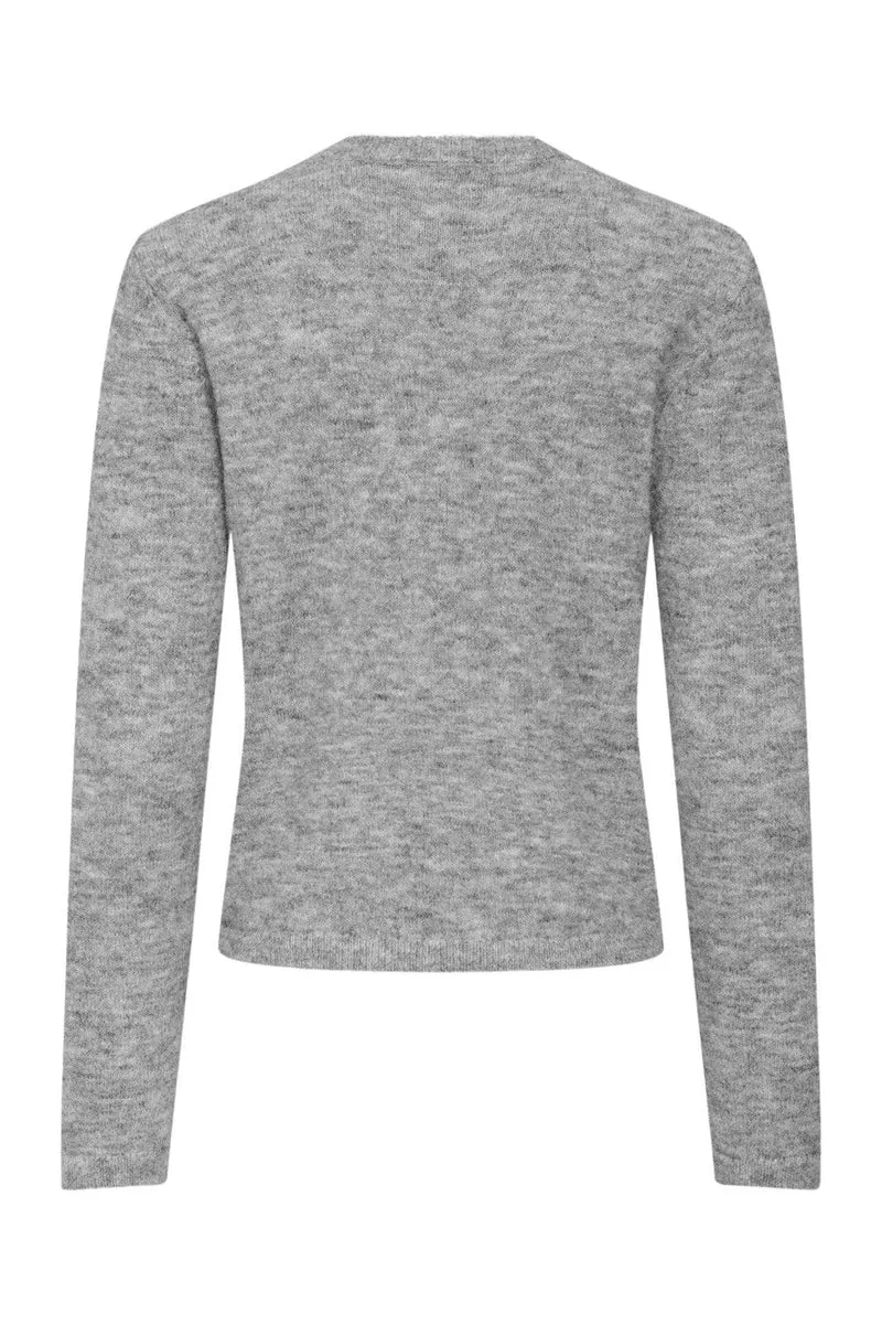 JDY - Jdyalva Life L/S Embellish Pullover Knt - 4838165 Medium Grey Melange Silver Embellishment