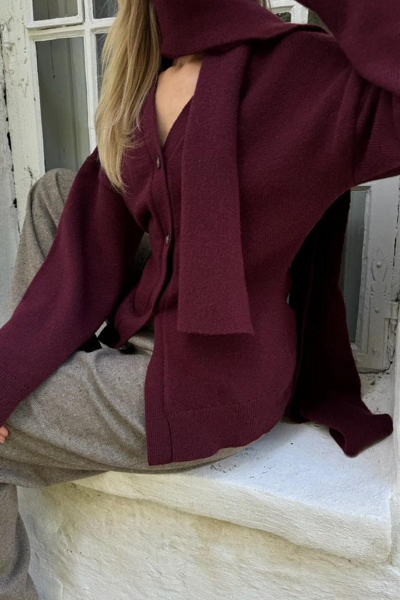 BYIC - Karmaic Fitted Cardigan H095-3 - bordeaux Bordeaux