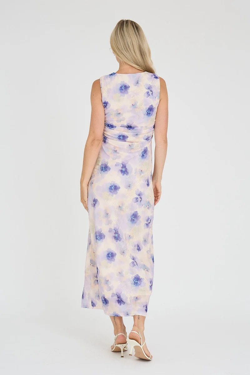 A-View - Belena Dress AV8051 - 129 - Purple/Yellow