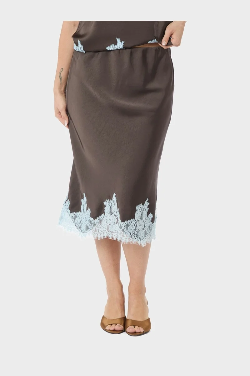 Neo Noir - Naira Lace Skirt 167839 - 676 - Dark Brown