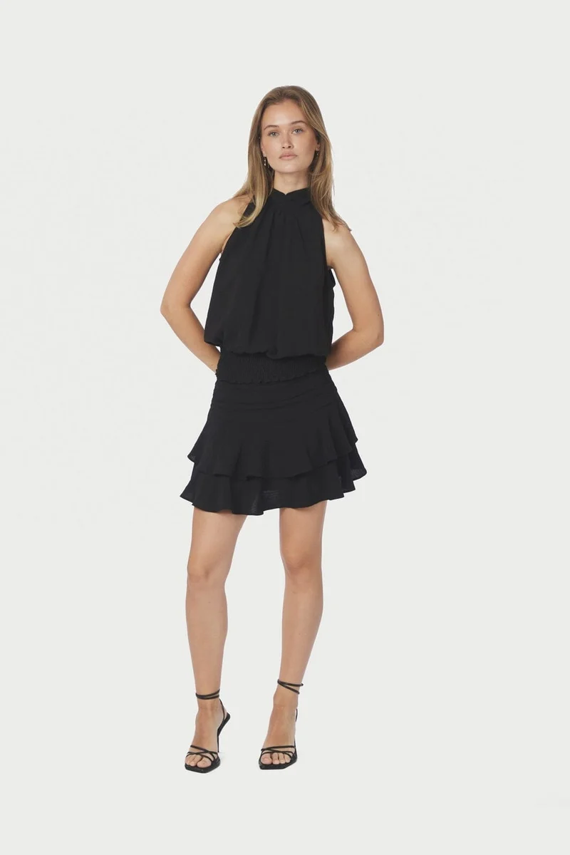 Neo Noir - Mitra Frill Structure Skirt 167121 - 100 - Black