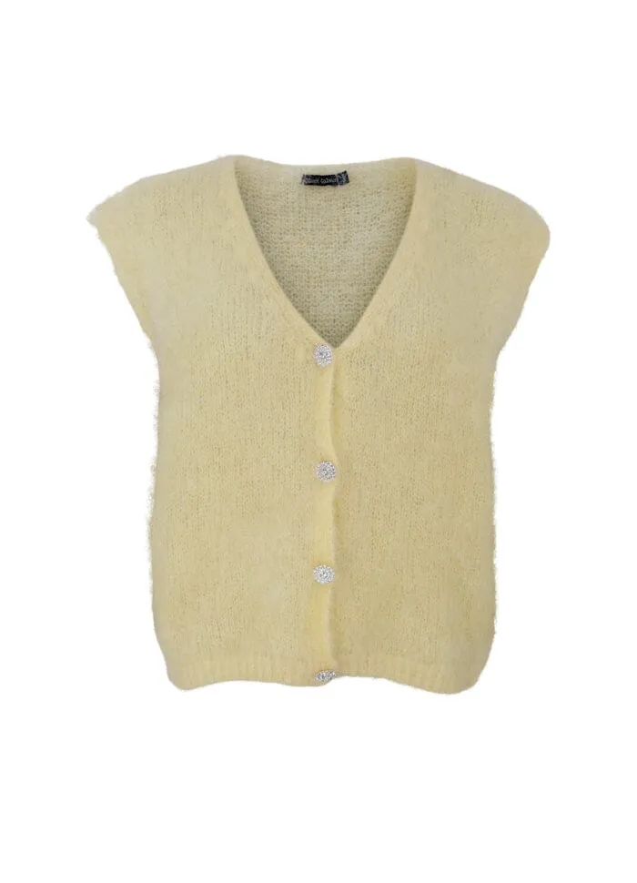 Black Colour - Bcbjoerk Knit Vest 1250 - Lt. Yellow