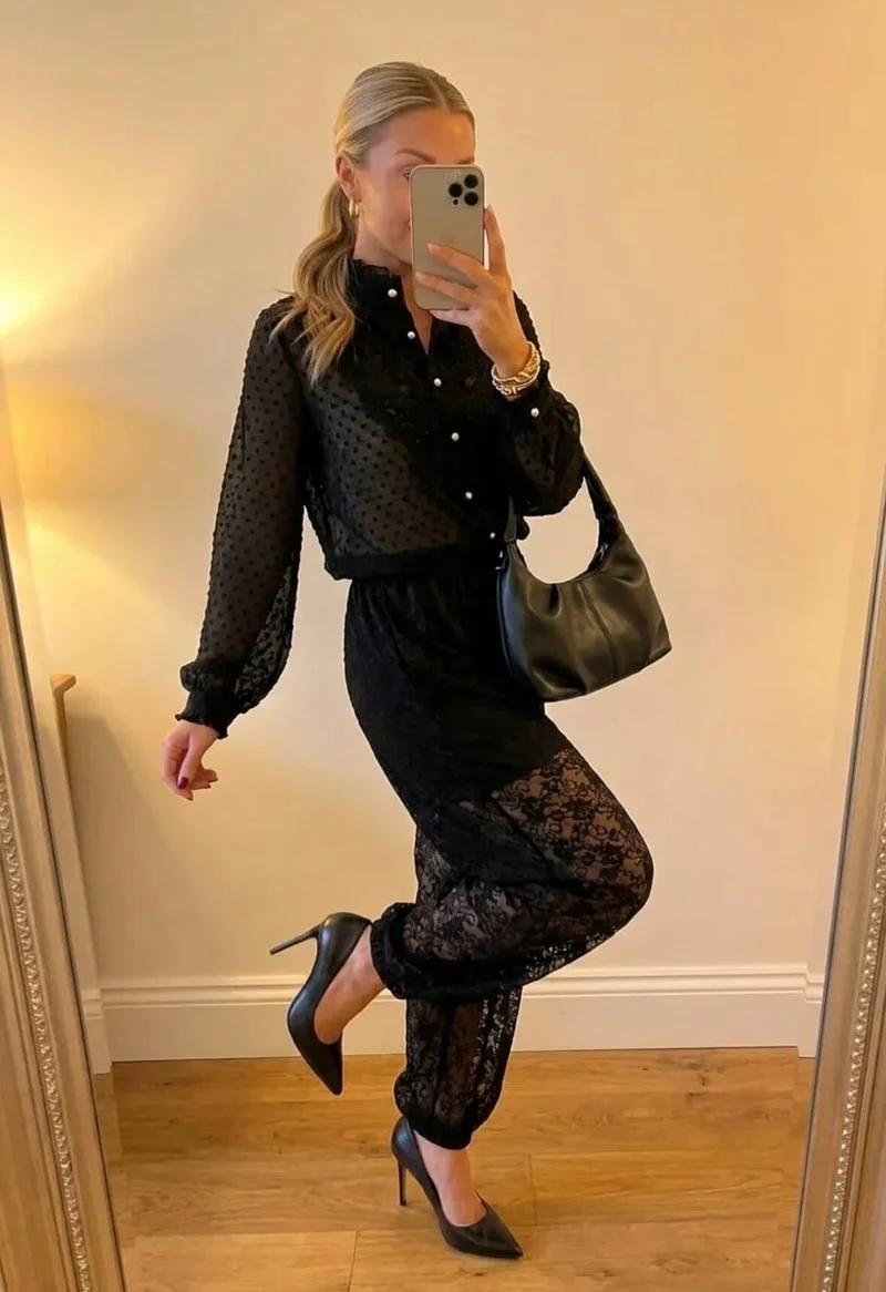Dear Molly - Ballon Lace Pants 165142B - Black
