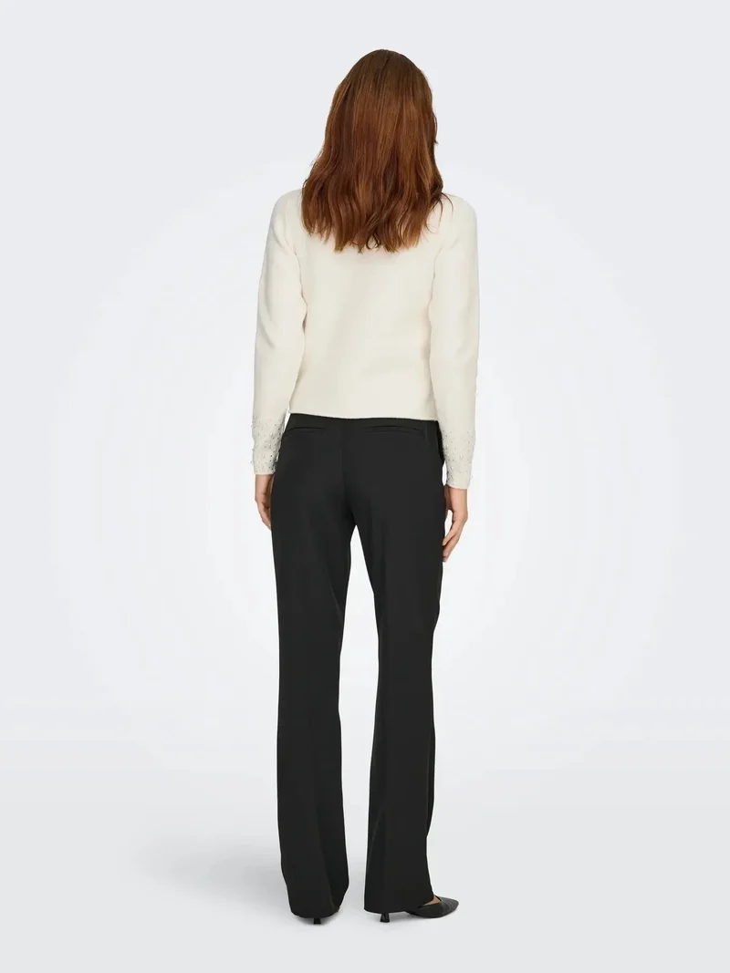 JDY - Jdypearl L/S O-Neck Pearl Pullover Knt - 4867973 White Melange W. White Pearls