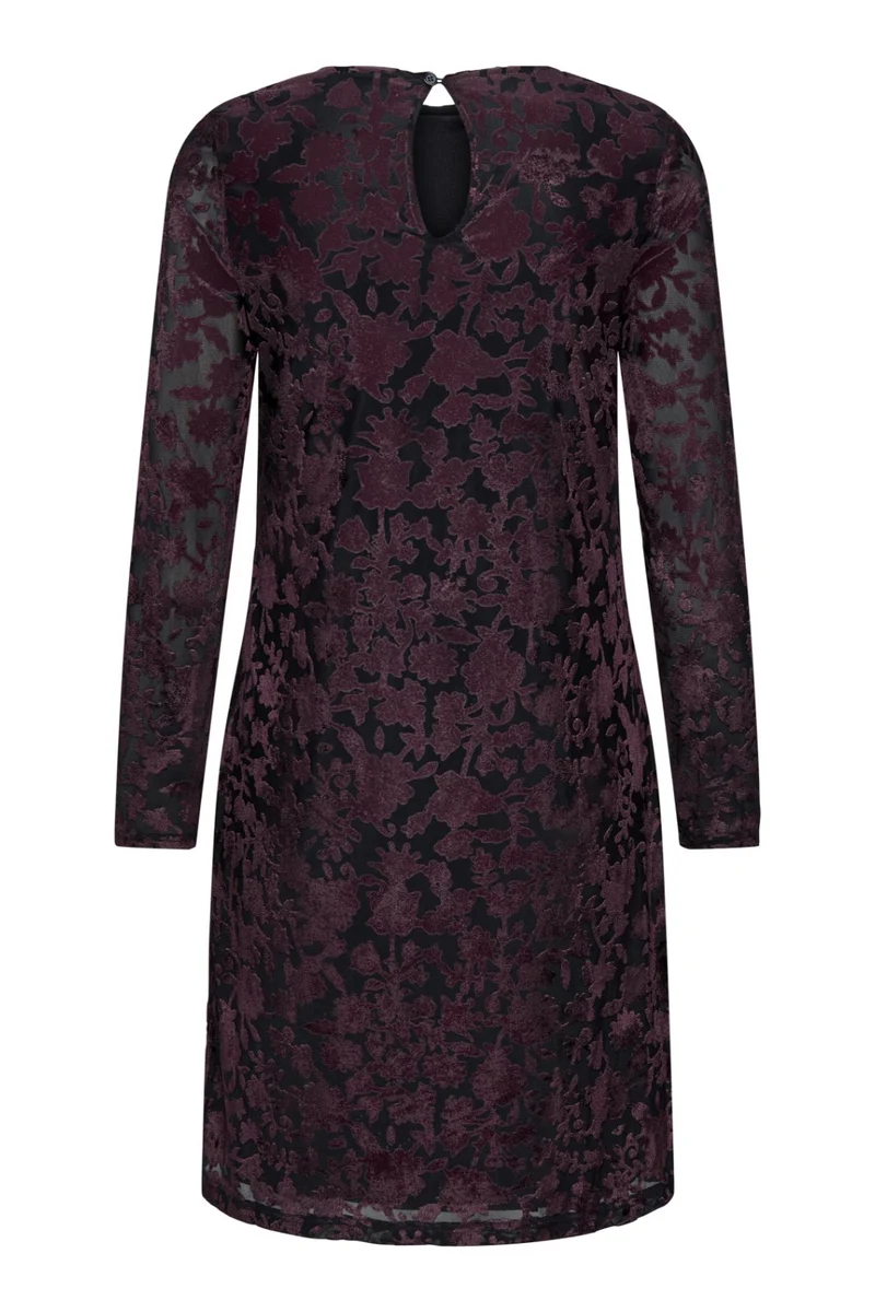 Only - Onlthea L/S Flock Dress - 4982216 Black Parry Flowers (Winetasting)
