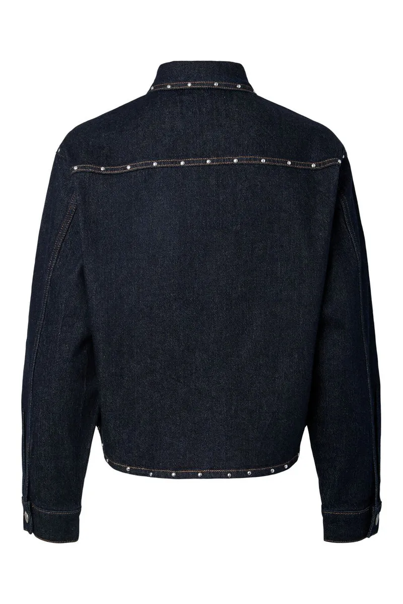Pieces - Pckarla Ls Denim Shirt Fsy Pp - 5036289 Dark Blue Denim Rinse