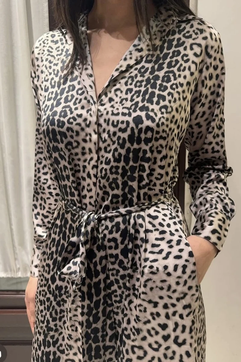 Karmamia - Jean Dress 2123 - Nude Leopard