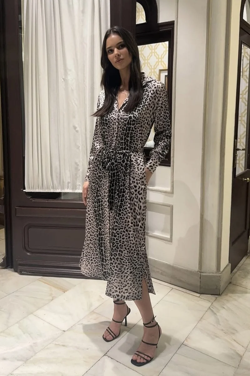 Karmamia - Jean Dress 2123 - Nude Leopard
