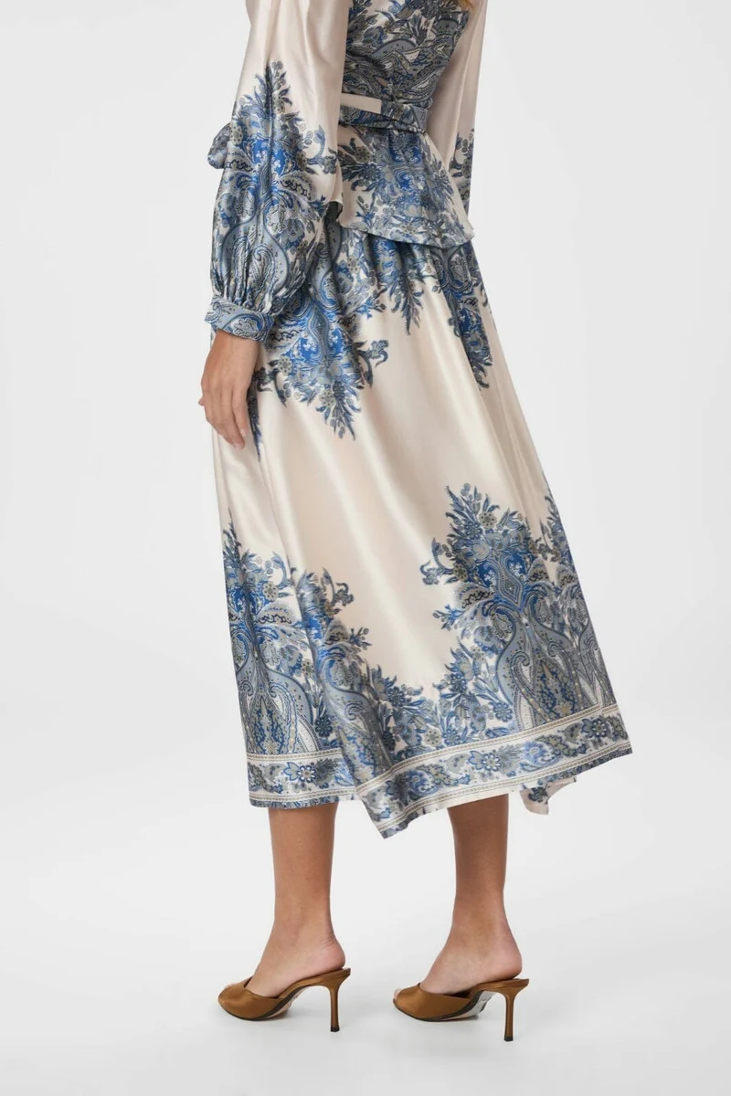 Neo Noir - Lenni Paisley Border Skirt 166205 - 348 - Ash Blue
