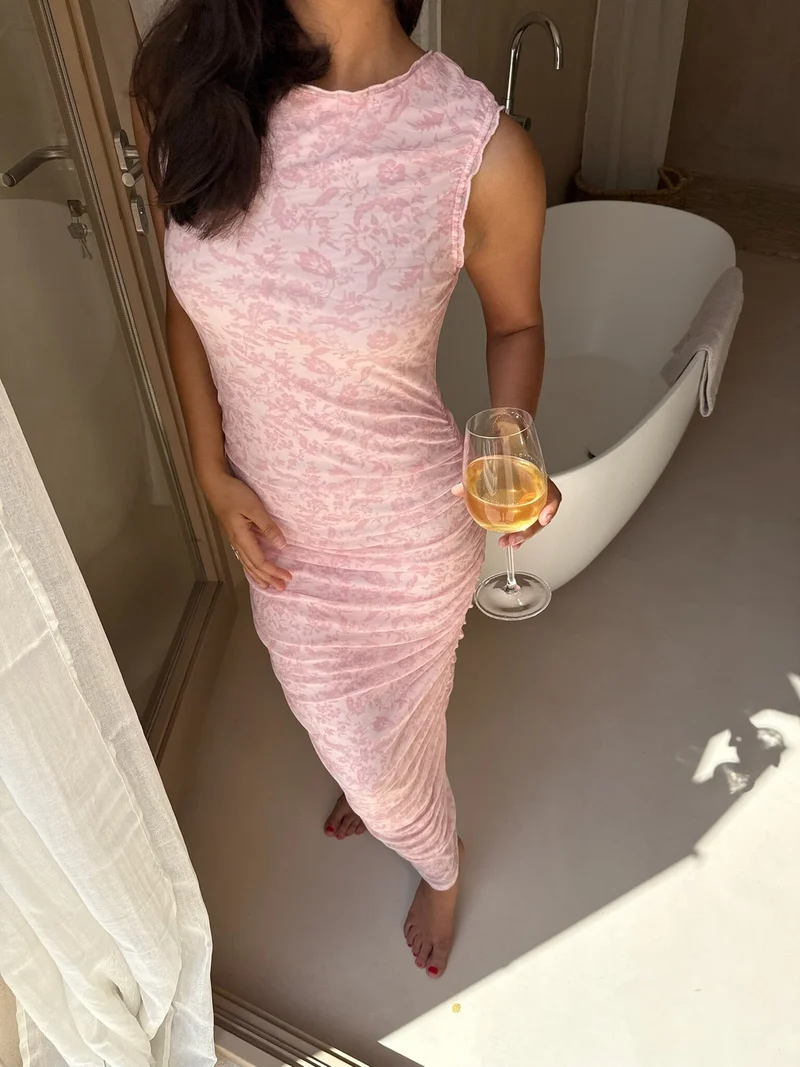 BYIC - Miraic Mesh Dress A23631 - Light Pink Floral