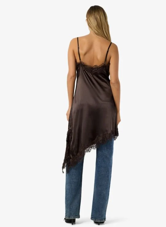 Noisy May - Nmsofie S/L Satin Lace Dress - 5079335 Chocolate Brown