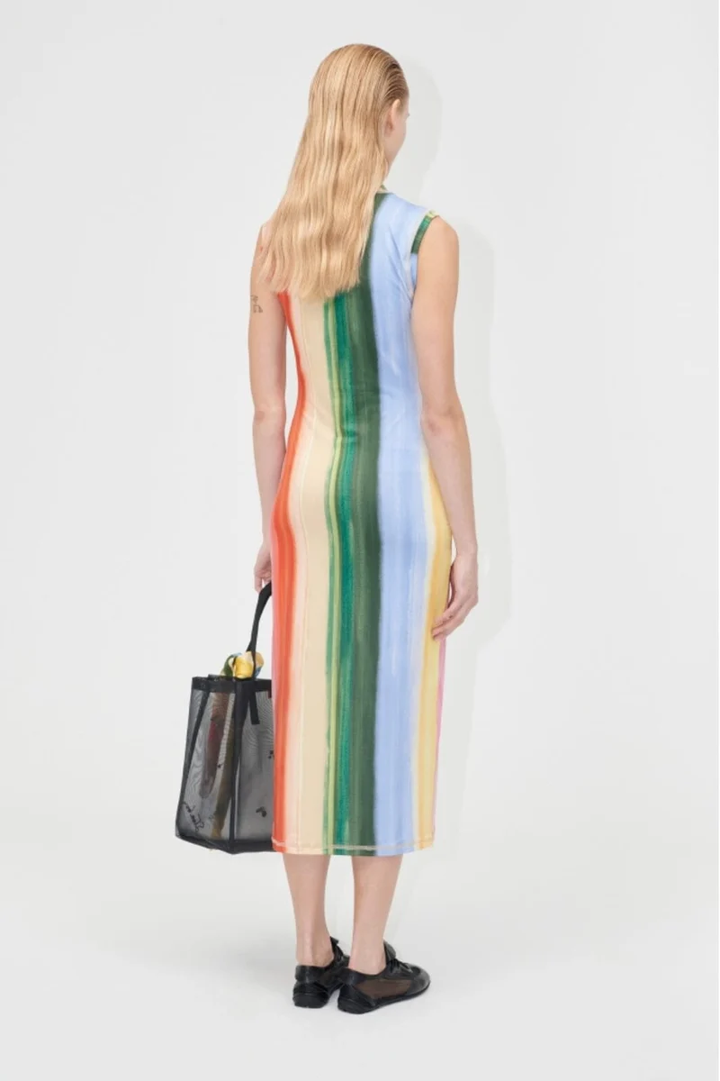 Stine Goya - 2244 Stocking Jersey, Elastic Tank Crewneck Dresssg-pf25-d104-2244 - Rainbow Hue
