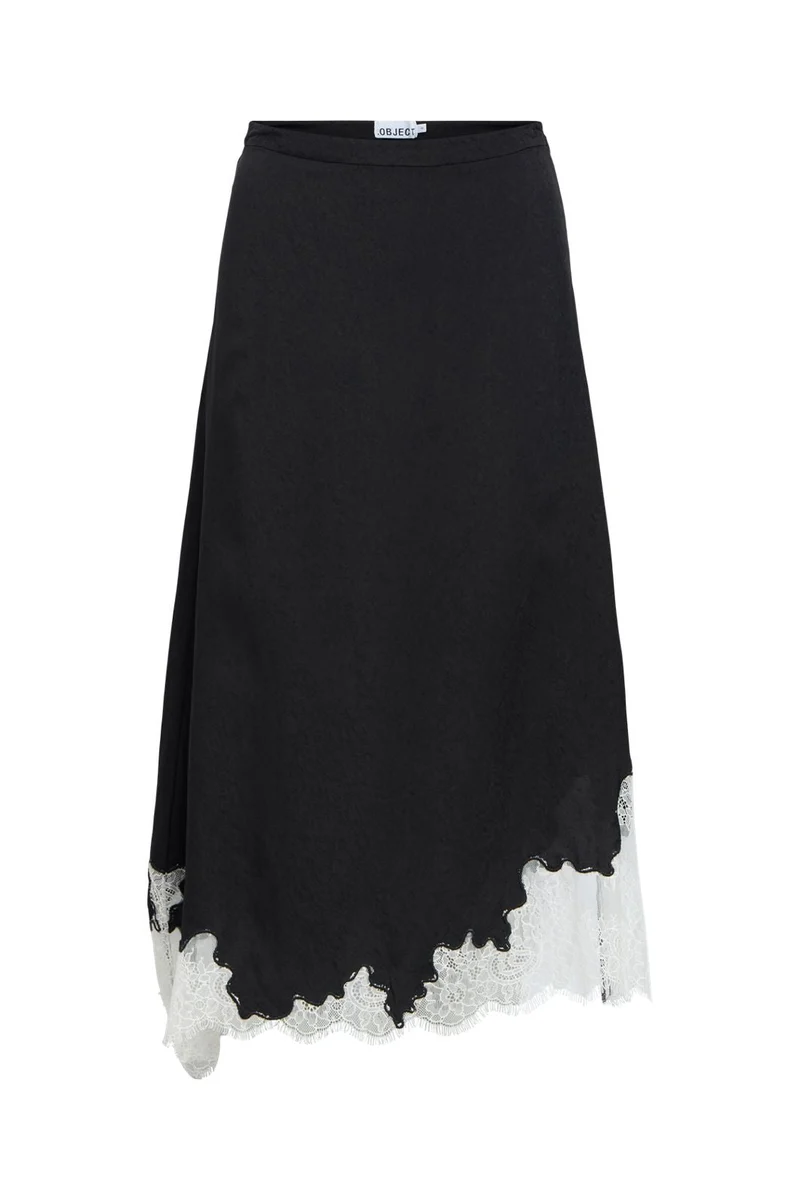 Object - Objdalme Long Lace Skirt Aw Fair 25 - 5065716 Black White Lace
