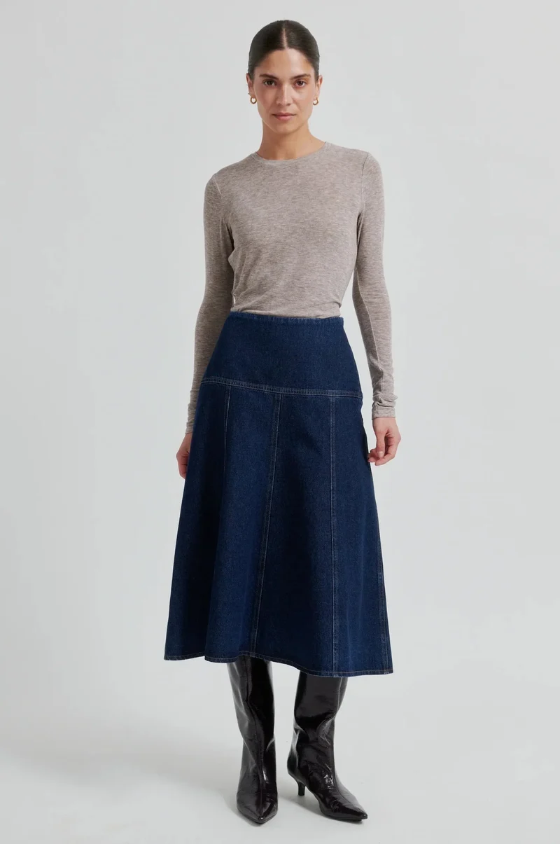 Second Female - Columbo Denim Skirt 60378 - 5998 Dark blue denim
