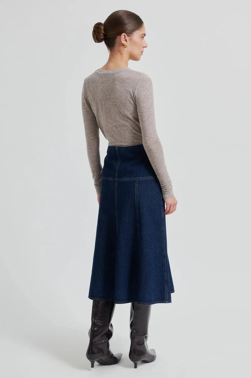 Second Female - Columbo Denim Skirt 60378 - 5998 Dark blue denim