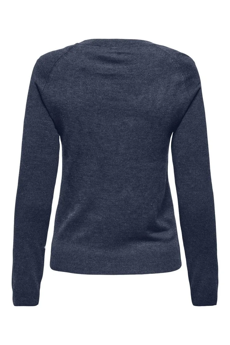 Only - Onlemmi Ls Raglan O-Neck Cc Knt - 4981398 Navy Blazer Melange