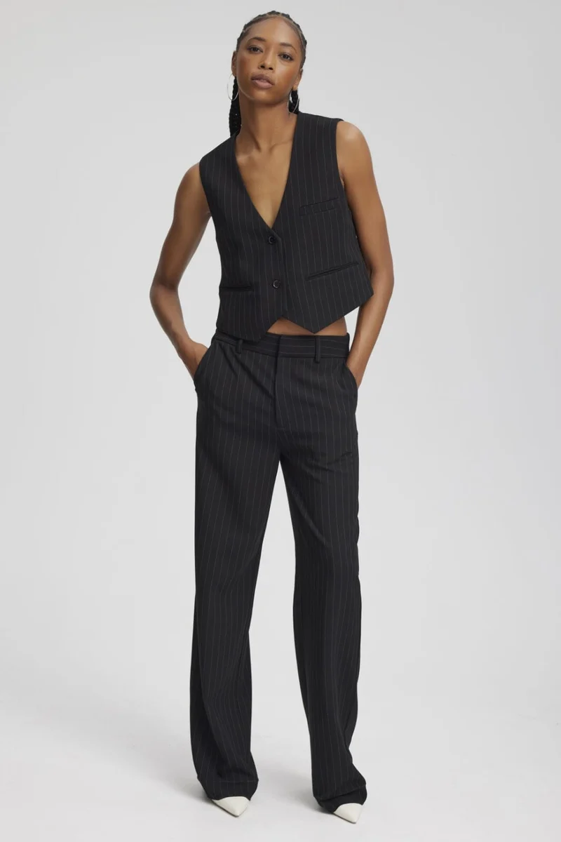 Gestuz - JoelleGZ pinstripe MW pants NOOS - black pinstripe