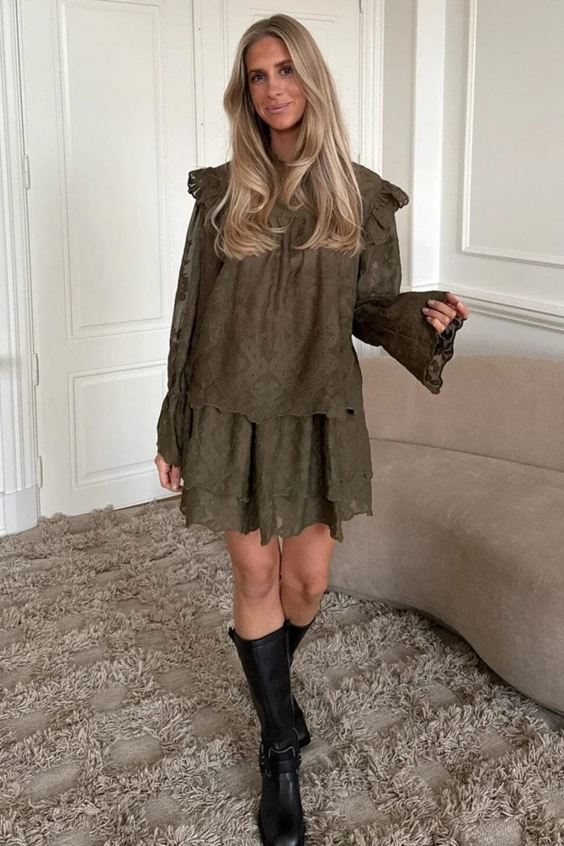 BYIC - Ellinoric Lace Mini Skirt 2576 - Vintage Olive