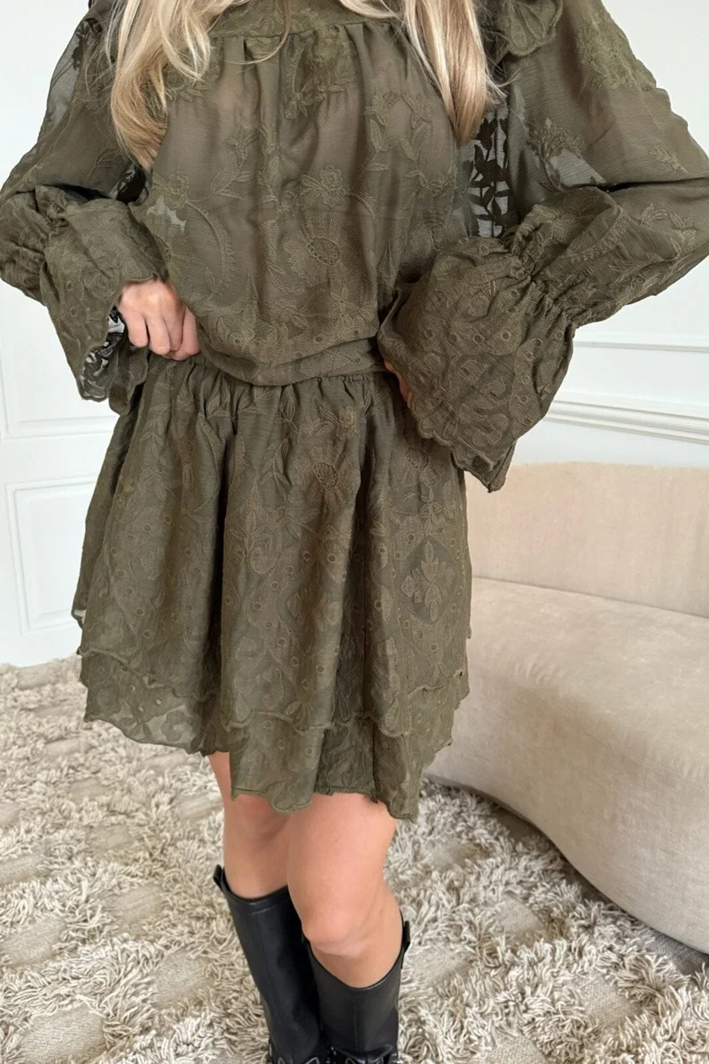 BYIC - Ellinoric Lace Mini Skirt 2576 - Vintage Olive