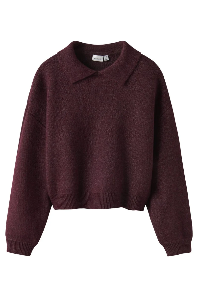 Name It - Nkfsonia Ls Polo Knit - 4889774 Burgundy