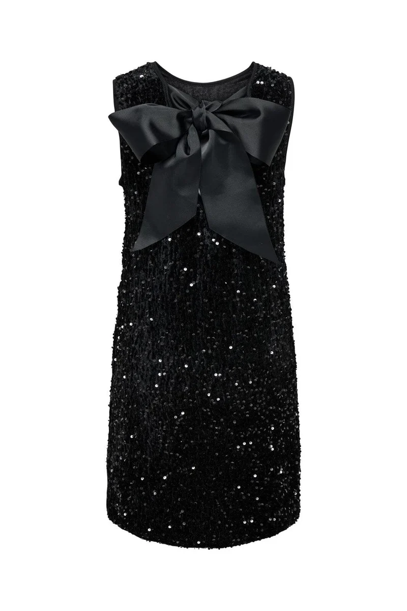 Only - Onlanika Sl Sequins Bow Dress - 4930226 Black Black Sequins