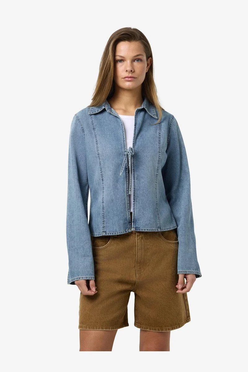 Noisy May - Nmmaisy L/S String Denim Shirt Bs031Lb - 4801537 Light Blue Denim