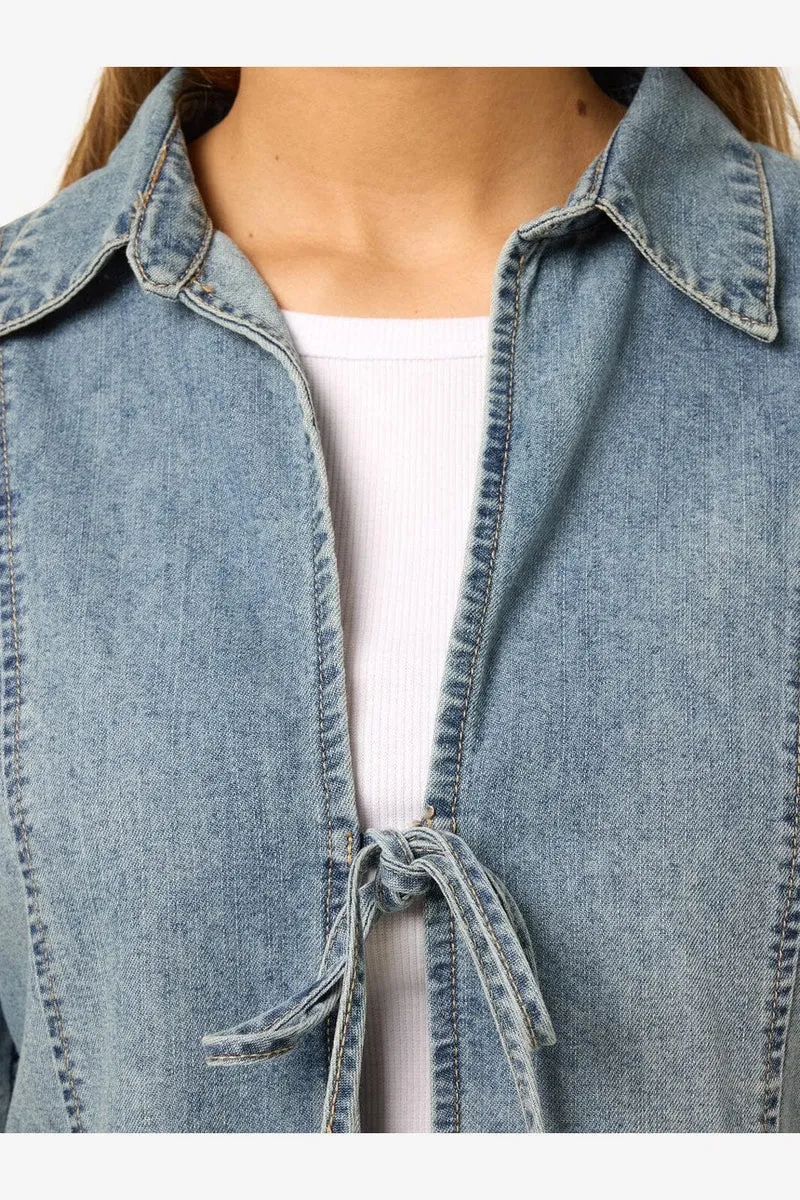 Noisy May - Nmmaisy L/S String Denim Shirt Bs031Lb - 4801537 Light Blue Denim