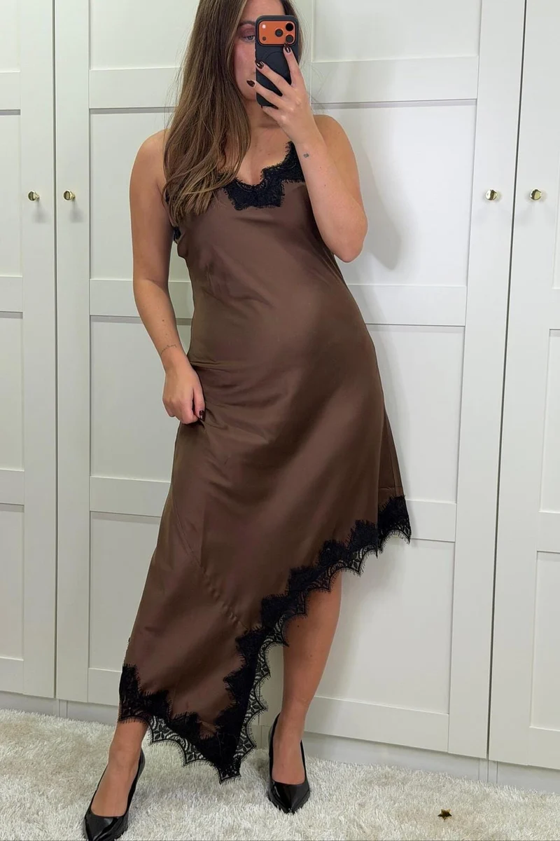 Dear Molly - Lace Long Dress - Brown