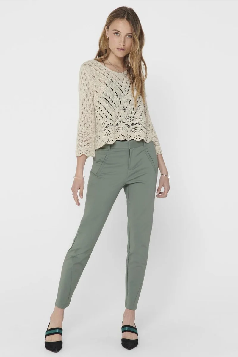 JDY - Jdynew Sun 3/4 Cropped Pullover Knt - 3453199 Tapioca