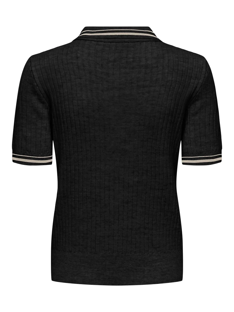 Only - Onlcanton Ss Polo Pull Knt - 4931897 Black Birch Melange/Fmop Button