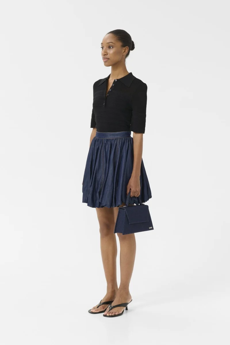 Gestuz - Gznia Balloon Skirt 10910377 - 107762 - Dark Blue Unwashed
