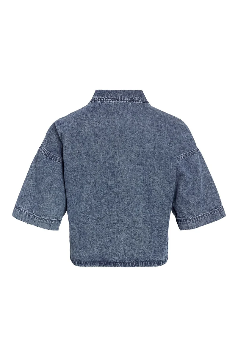 Noisy May - Nmenza S/S Reg Crop Shirt Mg004Mb - 4919938 Medium Blue Denim