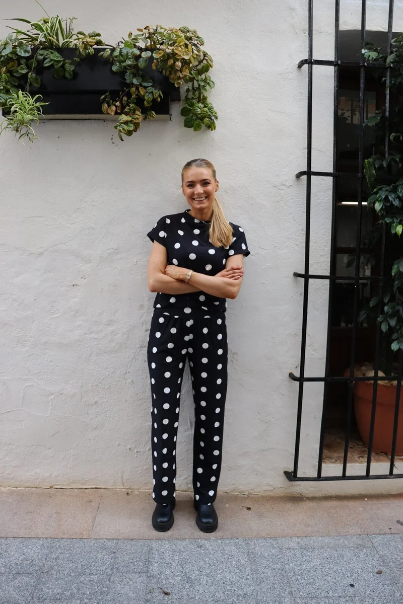Liberte - Alma-Wide-Pants 9564 - Black Big Dot