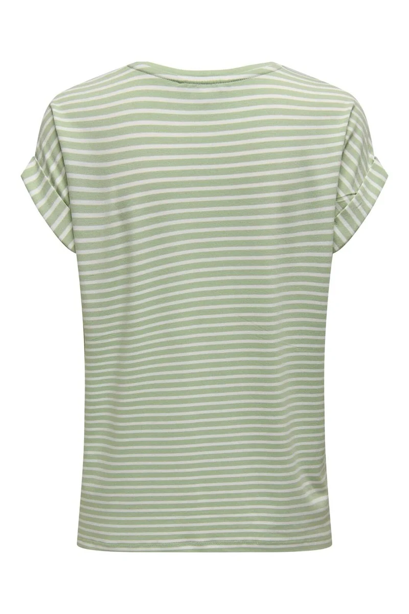 Only - Onlmoster Stripe S/S O-Neck Top - 4693929 Laurel Green Cloud Dancer