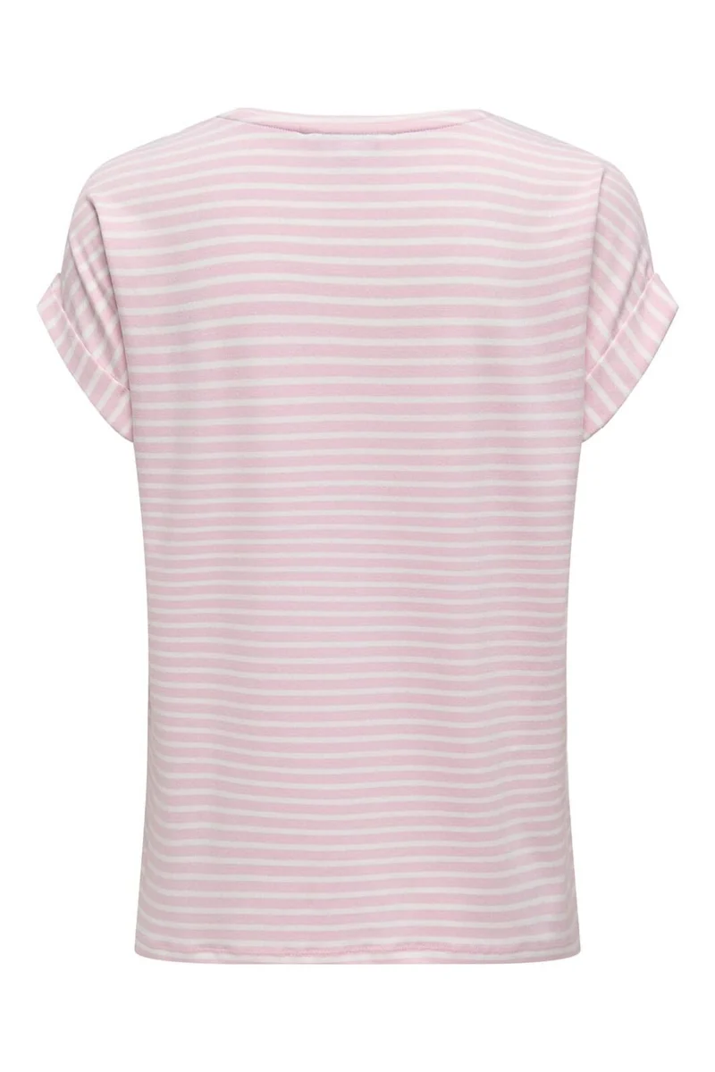 Only - Onlmoster Stripe S/S O-Neck Top - 4693917 Pink Lady Cloud Dancer