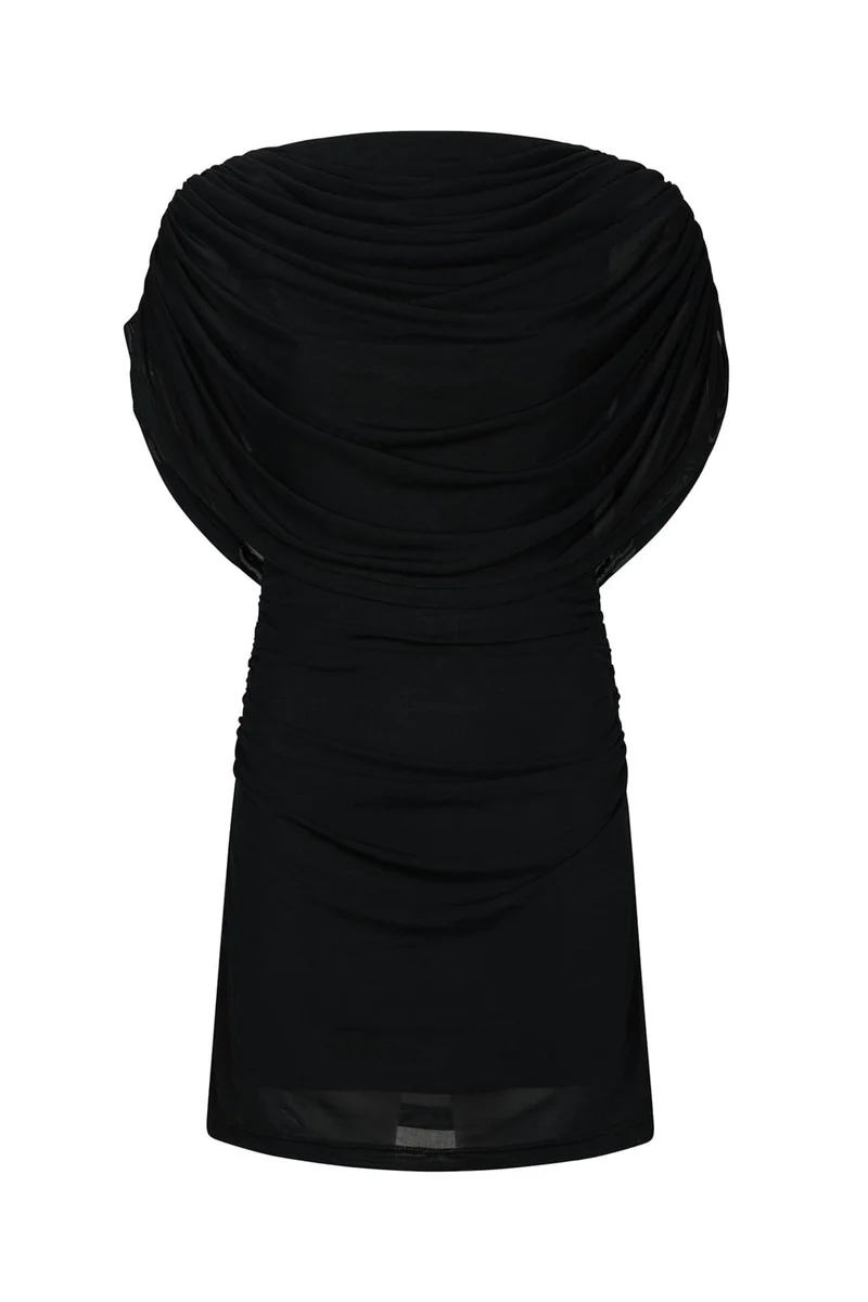 Neo Noir - Mottuna Drapy Mesh Dress 167475 - 100 - Black