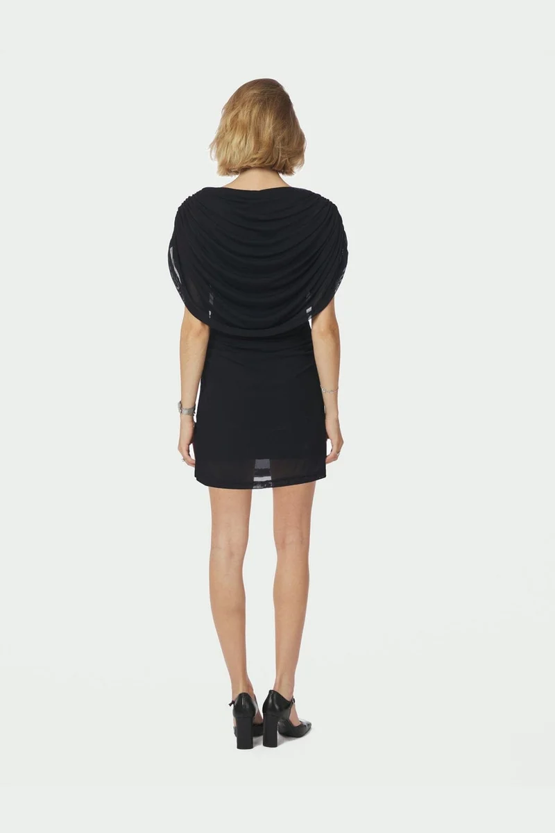 Neo Noir - Mottuna Drapy Mesh Dress 167475 - 100 - Black